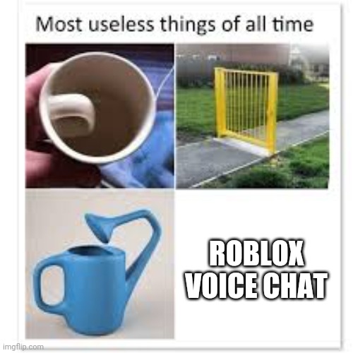 Most useless things | ROBLOX VOICE CHAT | image tagged in most useless things,roblox,voice chat | made w/ Imgflip meme maker