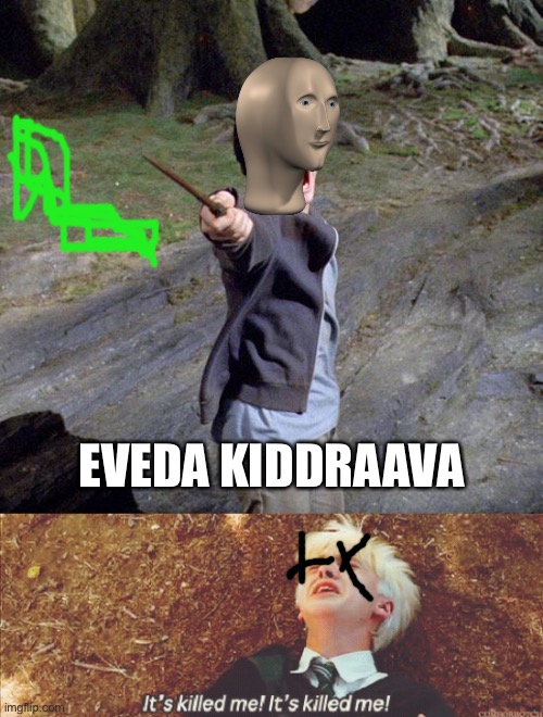 EVEDA KIDDRAAVA | image tagged in harry potter,draco it's killed me | made w/ Imgflip meme maker