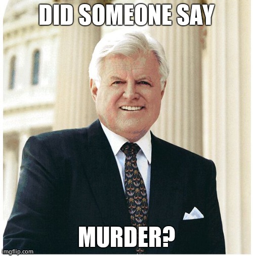 Ted Kennedy | DID SOMEONE SAY MURDER? | image tagged in ted kennedy | made w/ Imgflip meme maker