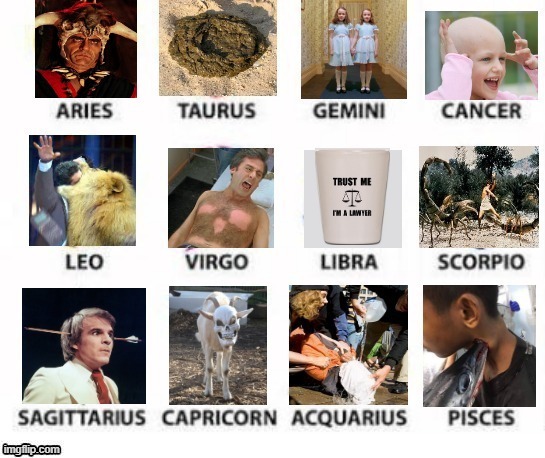 Reading My Horoscope (Day 12) | image tagged in dark humor,killer goat | made w/ Imgflip meme maker