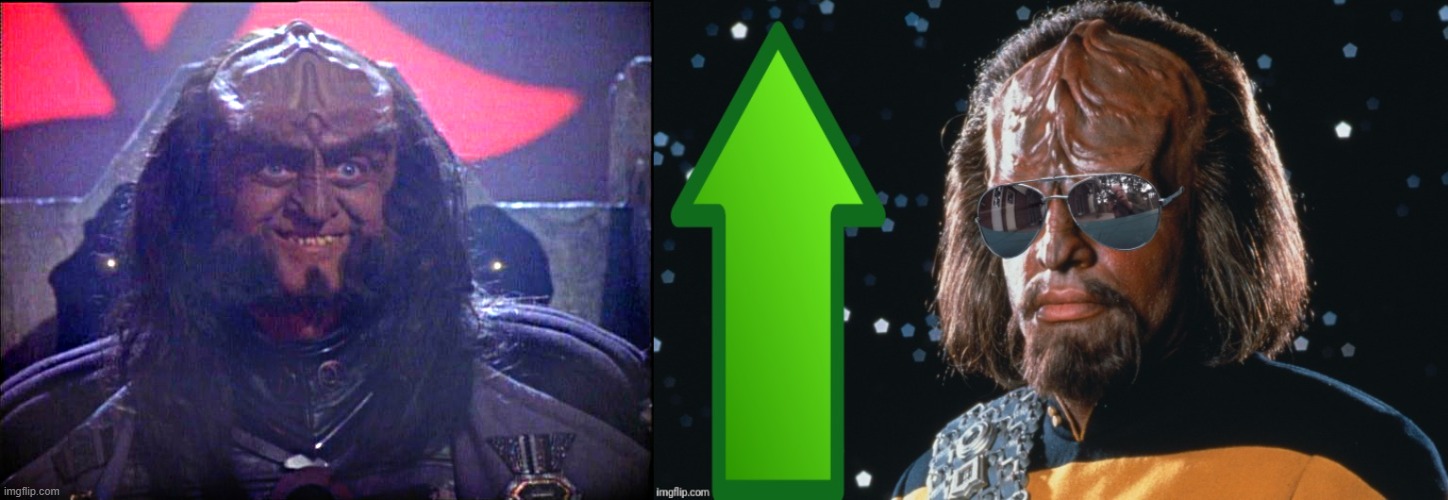 image tagged in gowron is pleased enhanced,worf gives you an upvote | made w/ Imgflip meme maker