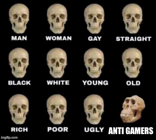 idiot skull | ANTI GAMERS | image tagged in idiot skull | made w/ Imgflip meme maker