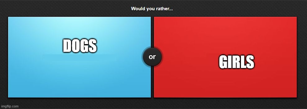 Would you rather | DOGS; GIRLS | image tagged in would you rather,memes | made w/ Imgflip meme maker