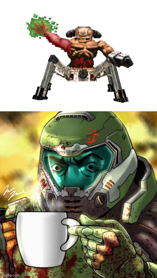 Get the BFG 11K. | image tagged in cybarchonight mastermind,doom slayer coffee | made w/ Imgflip meme maker