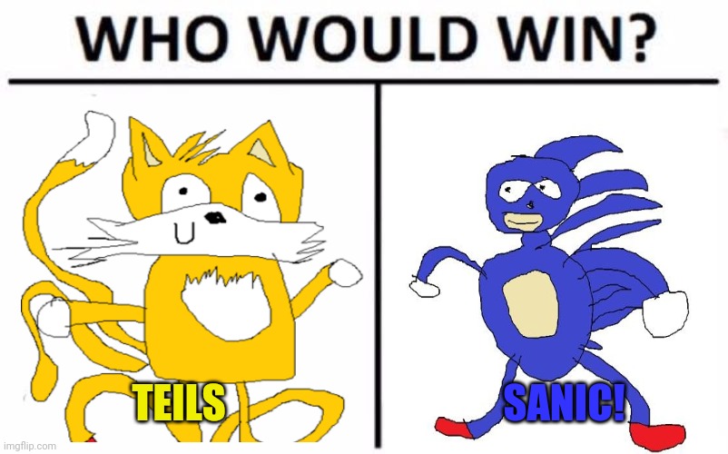 Battle of the century! | TEILS; SANIC! | image tagged in memes,who would win,sanic,teels,tails,battle | made w/ Imgflip meme maker