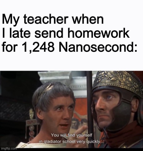 Teacher is Angry meme | My teacher when I late send homework for 1,248 Nanosecond: | image tagged in teacher,school,homework | made w/ Imgflip meme maker