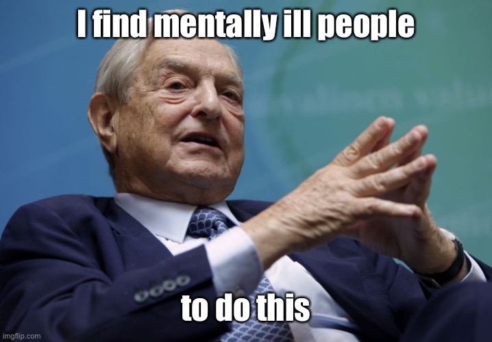 George Soros | I find mentally ill people to do this | image tagged in george soros | made w/ Imgflip meme maker