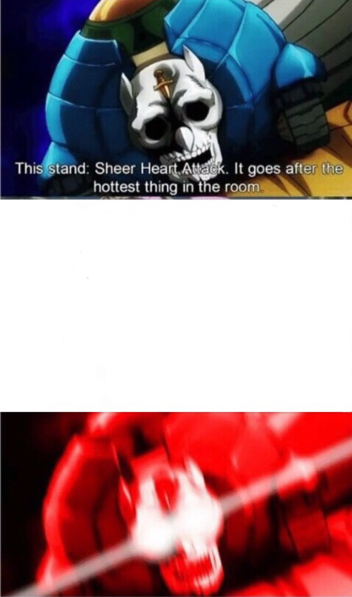High Quality Sheer heart attack goes for the hottest thing in the room Blank Meme Template