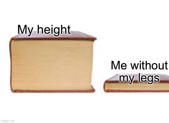 My height | My height; Me without my legs | image tagged in memes | made w/ Imgflip meme maker