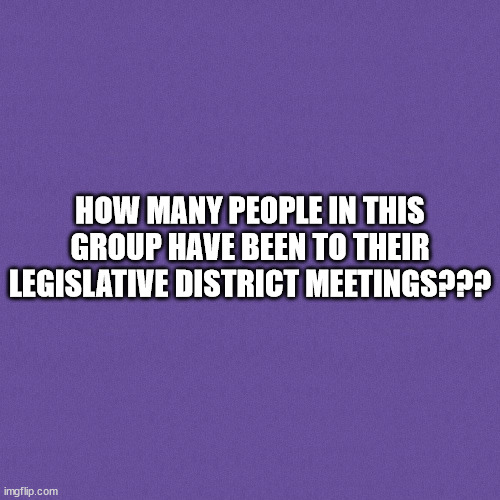 Have you gone to your Legislative District Meetings | HOW MANY PEOPLE IN THIS GROUP HAVE BEEN TO THEIR LEGISLATIVE DISTRICT MEETINGS??? | image tagged in legislative district meetings,ld meetings | made w/ Imgflip meme maker