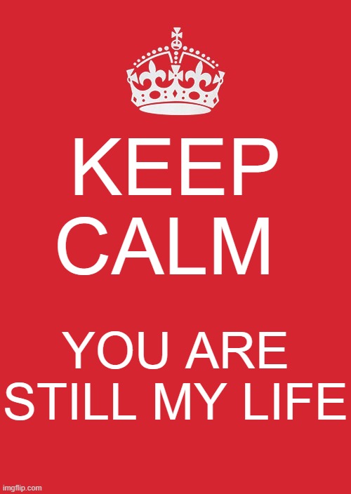 Keep Calm And Carry On Red | KEEP CALM; YOU ARE STILL MY LIFE | image tagged in memes,keep calm and carry on red | made w/ Imgflip meme maker