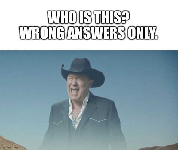 E | WHO IS THIS? WRONG ANSWERS ONLY. | image tagged in screaming cowboy | made w/ Imgflip meme maker
