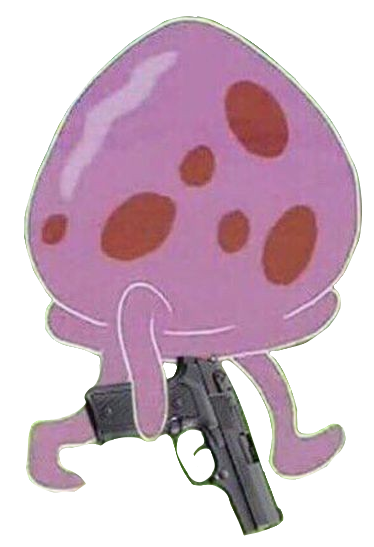 High Quality Jellyfish holding a gun Blank Meme Template
