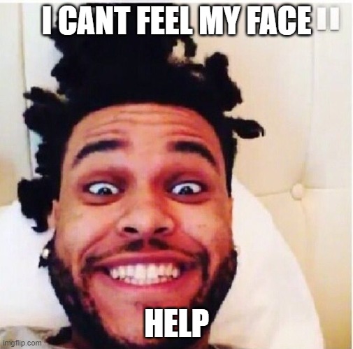 the monday | I CANT FEEL MY FACE; HELP | image tagged in the weeknd | made w/ Imgflip meme maker