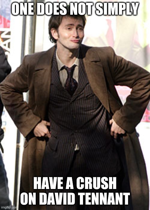 Sexy tenth Doctor Who | ONE DOES NOT SIMPLY; HAVE A CRUSH ON DAVID TENNANT | image tagged in sexy tenth doctor who | made w/ Imgflip meme maker