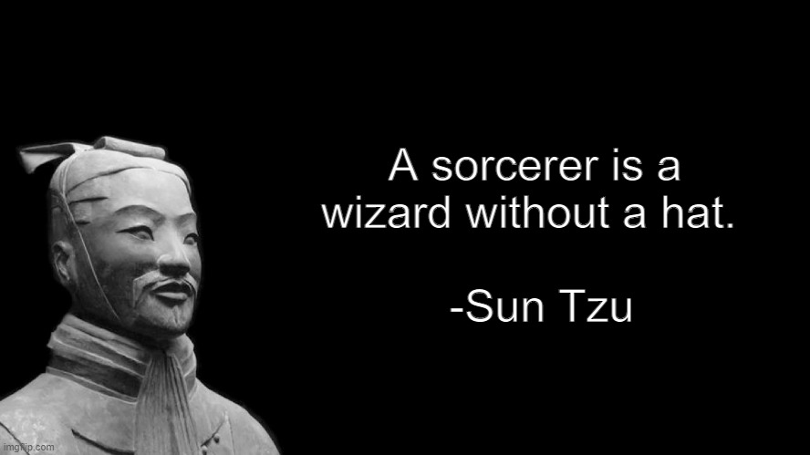 there are no wizards |  A sorcerer is a wizard without a hat. -Sun Tzu | image tagged in sun tzu,falcon,winter soldier,funny,memes | made w/ Imgflip meme maker