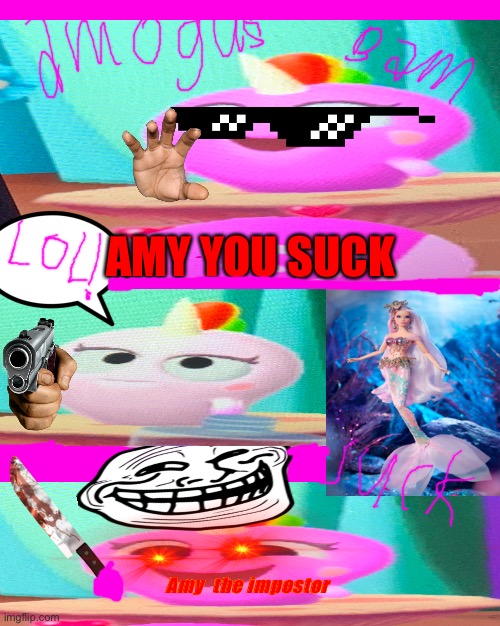 Amy you suck meme |  AMY YOU SUCK; Amy  the impostor | image tagged in two buttons | made w/ Imgflip meme maker