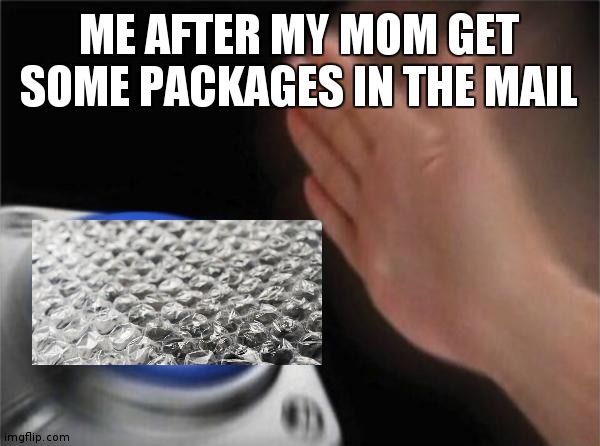 Blank Nut Button | ME AFTER MY MOM GET SOME PACKAGES IN THE MAIL | image tagged in memes,blank nut button | made w/ Imgflip meme maker