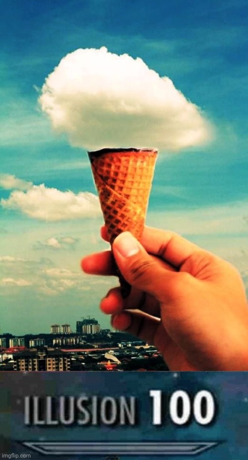 Vanilla cloud ice cream cone illusion | image tagged in illusion 100,ice cream,memes,optical illusion,illusions,ice cream cone | made w/ Imgflip meme maker