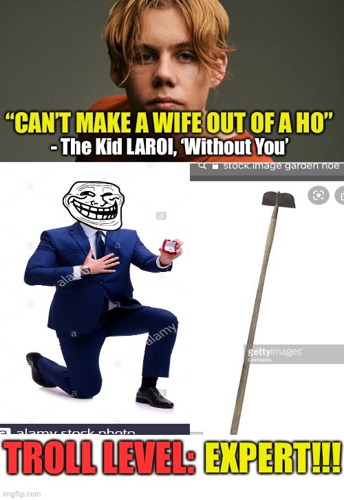 Expert Troll! |  TROLL LEVEL:; EXPERT!!! | image tagged in the kid laroi,trolling,cant make a wife out of a hoe | made w/ Imgflip meme maker