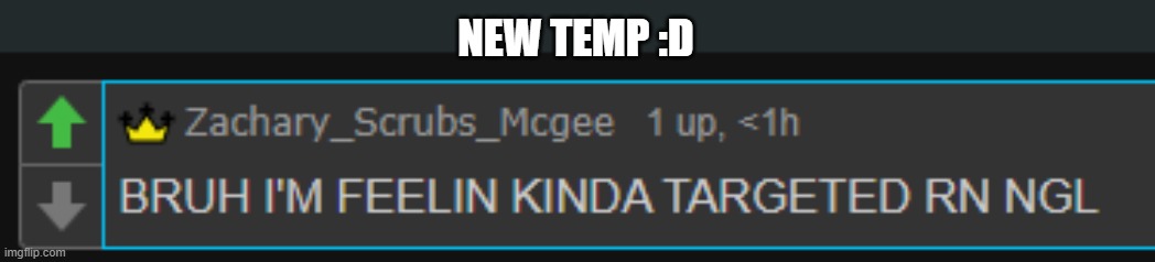 im feeling targetted | NEW TEMP :D | image tagged in im feeling targetted | made w/ Imgflip meme maker