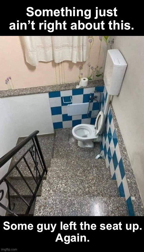 Crappy Stairwell | Something just ain’t right about this. Some guy left the seat up.
Again. | image tagged in funny memes,you had one job | made w/ Imgflip meme maker