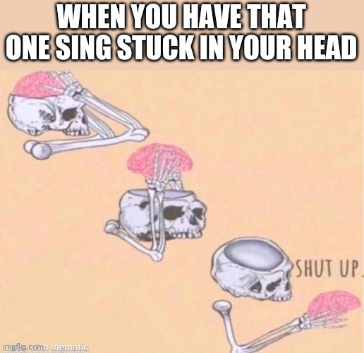 skeleton shut up meme | WHEN YOU HAVE THAT ONE SING STUCK IN YOUR HEAD | image tagged in skeleton shut up meme | made w/ Imgflip meme maker