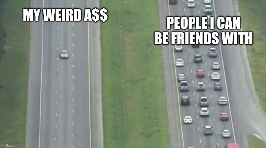 me | MY WEIRD A$$; PEOPLE I CAN BE FRIENDS WITH | image tagged in car driving alone | made w/ Imgflip meme maker