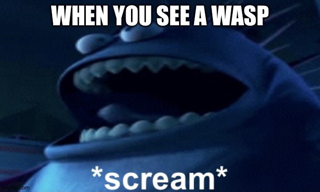 Screaming monster | WHEN YOU SEE A WASP | image tagged in screaming monster | made w/ Imgflip meme maker
