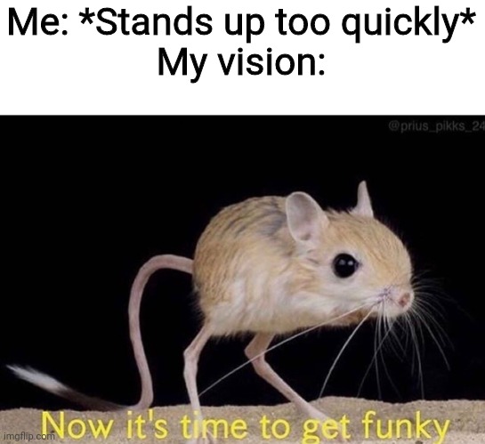 This feels so weird! |  Me: *Stands up too quickly*
My vision: | image tagged in now it s time to get funky,relatable,funny because it's true,vision,eyes | made w/ Imgflip meme maker