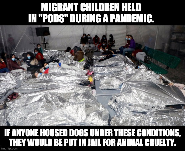 We need to seriously control the border so this does not happen | MIGRANT CHILDREN HELD IN "PODS" DURING A PANDEMIC. IF ANYONE HOUSED DOGS UNDER THESE CONDITIONS, THEY WOULD BE PUT IN JAIL FOR ANIMAL CRUELTY. | image tagged in illegal immigration,open borders | made w/ Imgflip meme maker