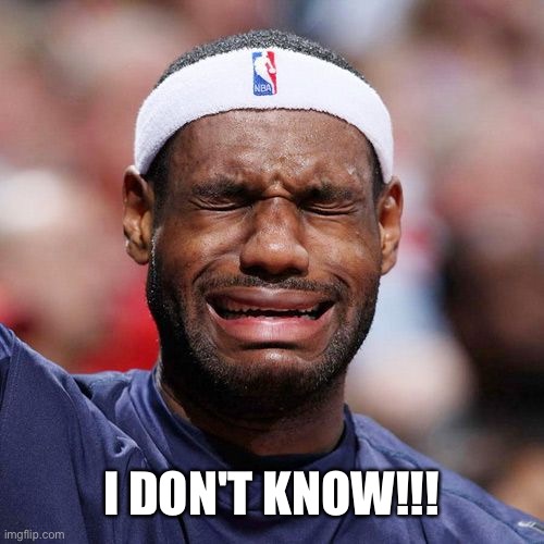 Lebron James Crying | I DON'T KNOW!!! | image tagged in lebron james crying | made w/ Imgflip meme maker