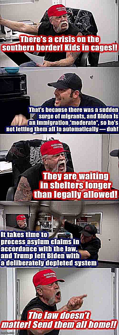 In which we explore both sides in a fair & balanced meme, introducing careful nuanced analysis of complex issues. | image tagged in american chopper argument,illegal immigration,immigration,trump immigration policy,illegal immigrants,immigrants | made w/ Imgflip meme maker