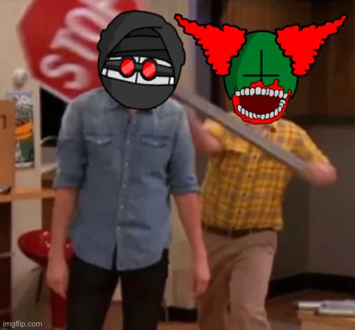 Madness Combat | image tagged in gibby hitting spencer with a stop sign,madness combat | made w/ Imgflip meme maker