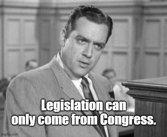 Perry Mason | Legislation can only come from Congress. | image tagged in perry mason | made w/ Imgflip meme maker