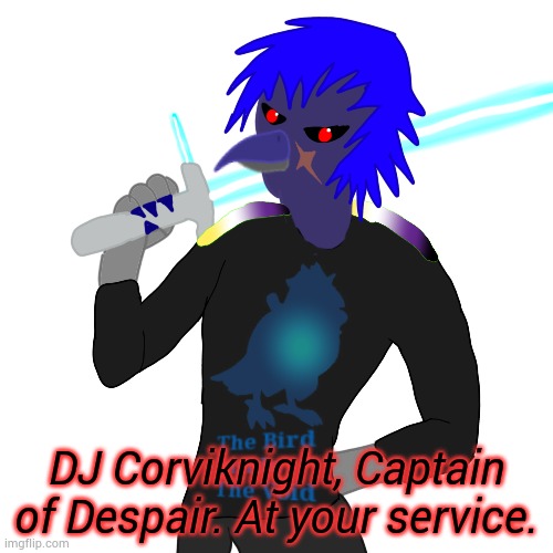 Don't ask about the Captain of Despair. But I'm here to help out. | DJ Corviknight, Captain of Despair. At your service. | made w/ Imgflip meme maker