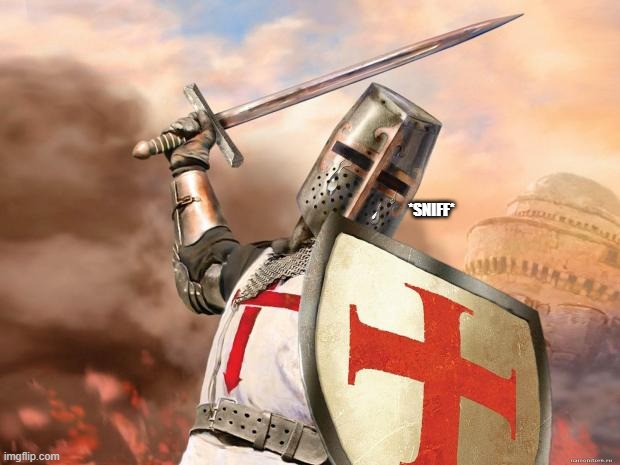 crying crusader | image tagged in crying crusader,new template | made w/ Imgflip meme maker