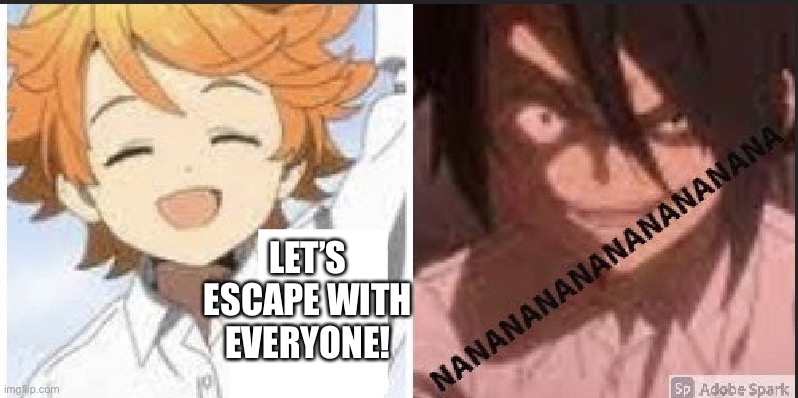 Let’s escape with everyone! | LET’S ESCAPE WITH EVERYONE! | image tagged in ray shoots down suggestion | made w/ Imgflip meme maker