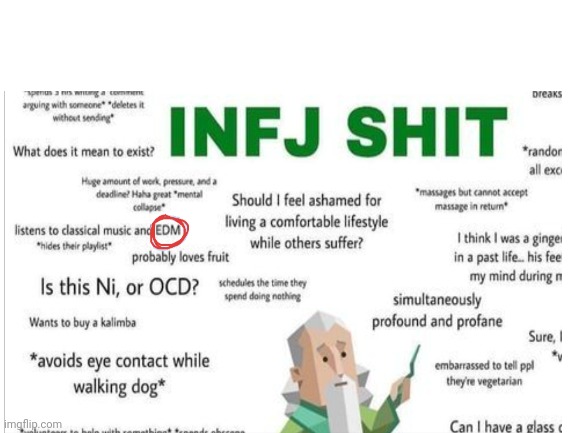 Remind me to make friends with other INFJs | image tagged in funny,relatable,music,fun,memes,blank template | made w/ Imgflip meme maker