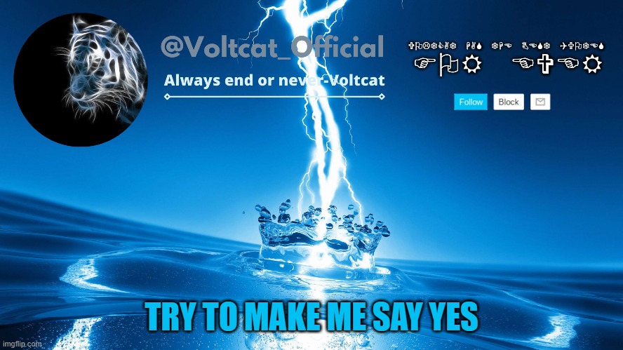 Voltcat new template | TRY TO MAKE ME SAY YES | image tagged in voltcat new template | made w/ Imgflip meme maker