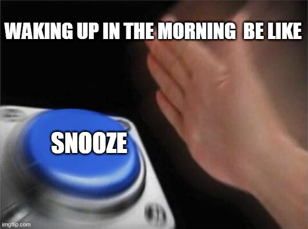 Blank Nut Button | WAKING UP IN THE MORNING  BE LIKE; SNOOZE | image tagged in memes,blank nut button | made w/ Imgflip meme maker