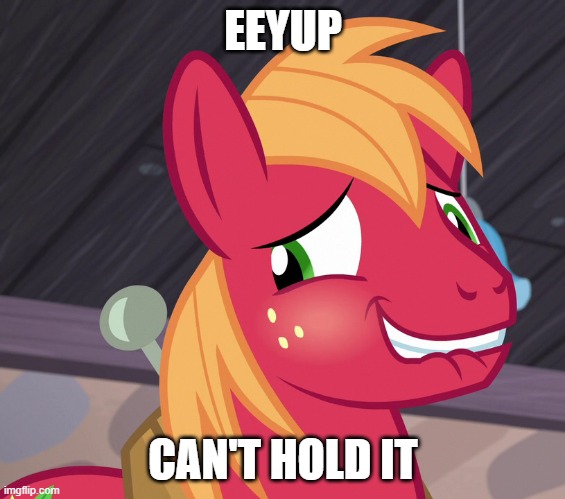 Blushed Big Macintosh (MLP) | EEYUP CAN'T HOLD IT | image tagged in blushed big macintosh mlp | made w/ Imgflip meme maker