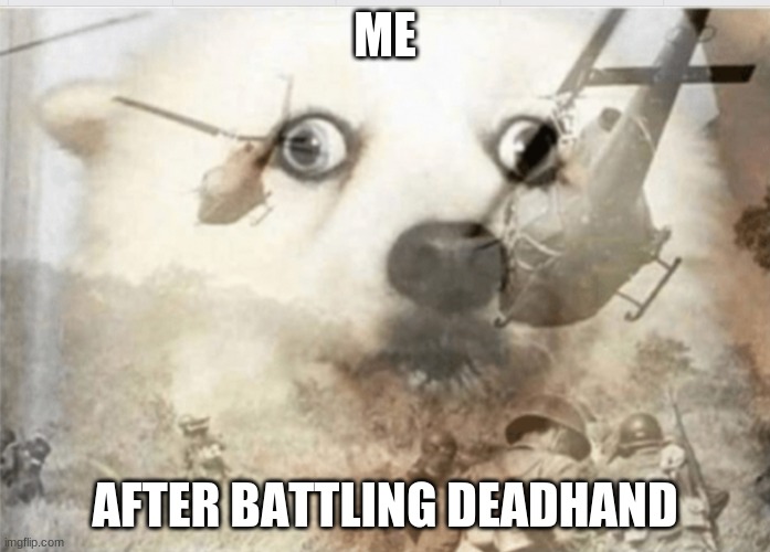 Just finished that battle |  ME; AFTER BATTLING DEADHAND | image tagged in ptsd dog,funny,ocarina of time | made w/ Imgflip meme maker