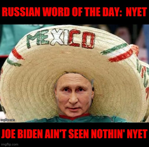 RUSSIAN WORD OF THE DAY:  NYET JOE BIDEN AIN'T SEEN NOTHIN' NYET | made w/ Imgflip meme maker