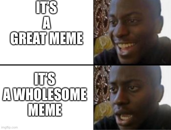 Oh yeah! Oh no... | IT’S A GREAT MEME IT’S A WHOLESOME MEME | image tagged in oh yeah oh no | made w/ Imgflip meme maker
