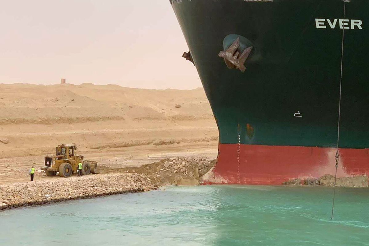 High Quality Ever Given at the Suez Canal Blank Meme Template