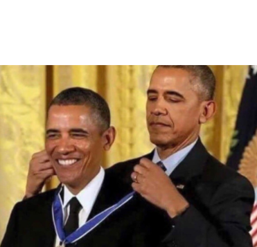 Barack Awarding Himself Blank Meme Template