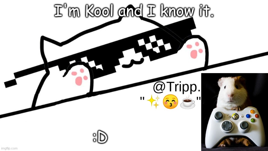 skrrr | I'm Kool and I know it. :D | image tagged in tripp 's very awesome temp d | made w/ Imgflip meme maker