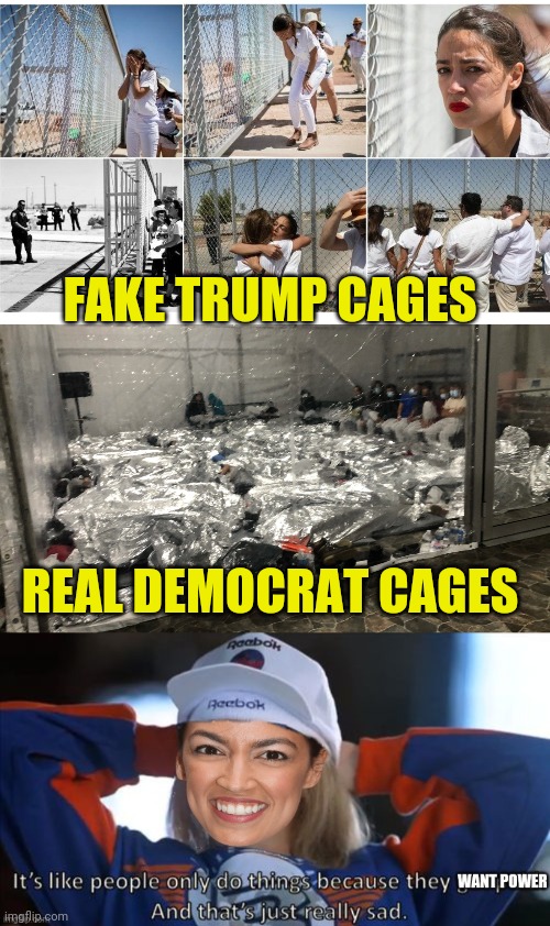 AOC Kids in Cages | FAKE TRUMP CAGES; REAL DEMOCRAT CAGES | image tagged in aoc,alexandria ocasio-cortez,traitor,commie,secure the border | made w/ Imgflip meme maker