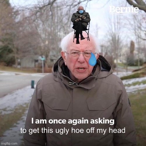 Help Bernie sanders get this ugly hoe off his head!!!!!!!! | to get this ugly hoe off my head | image tagged in memes,bernie i am once again asking for your support,ugly,hoes,sad,bernie sanders | made w/ Imgflip meme maker